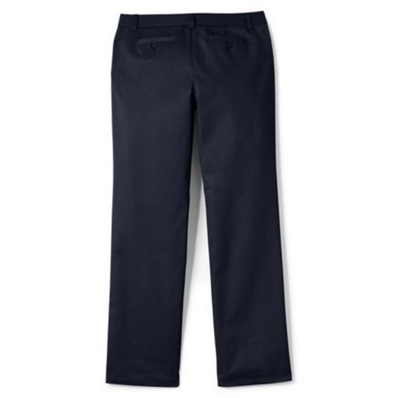 NWT LANDS' END WOMEN'S PERFECT FIT WRINKLE RESISTANT CHINO PANTS NAVY UNHEMMED 0 - Picture 2 of 5